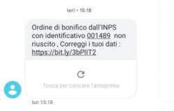 "Attenzione alla truffa del falso sms Inps"