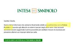 Polizia postale: "Attenti a quella falsa mail di Intesa San Paolo"