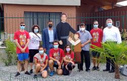 La sagoma ad altezza naturale di don Bosco all'oratorio