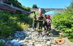 I vigili del fuoco salvano un ragazzo sul greto del Sesia