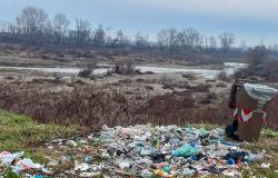 L'argine della Sesia invaso dai rifiuti