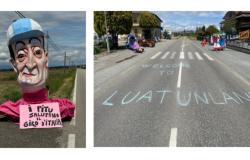 Il passaggio del Giro d'Italia "salutato" da I Luatun e Pitu