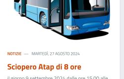 Lunedì 9 settembre sciopero del personale Atap