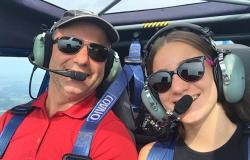 Hanno un volto papà e figlia a bordo dell'ultraleggero