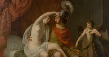 Venere che, insieme a Cupido, disarma Marte. di Giuseppe Mazzola