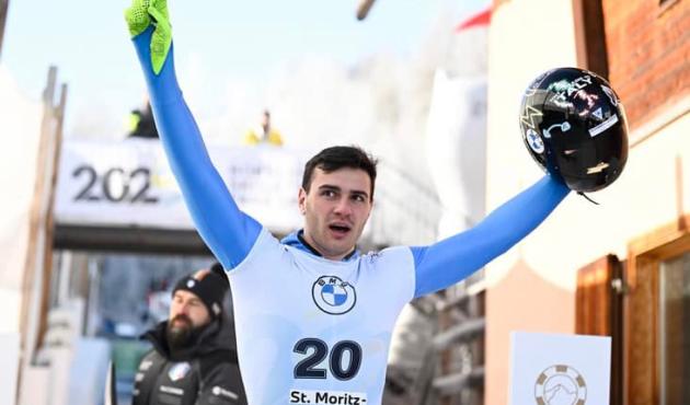 Grande prima manche di Amedeo Bagnis nella prova di skeleton