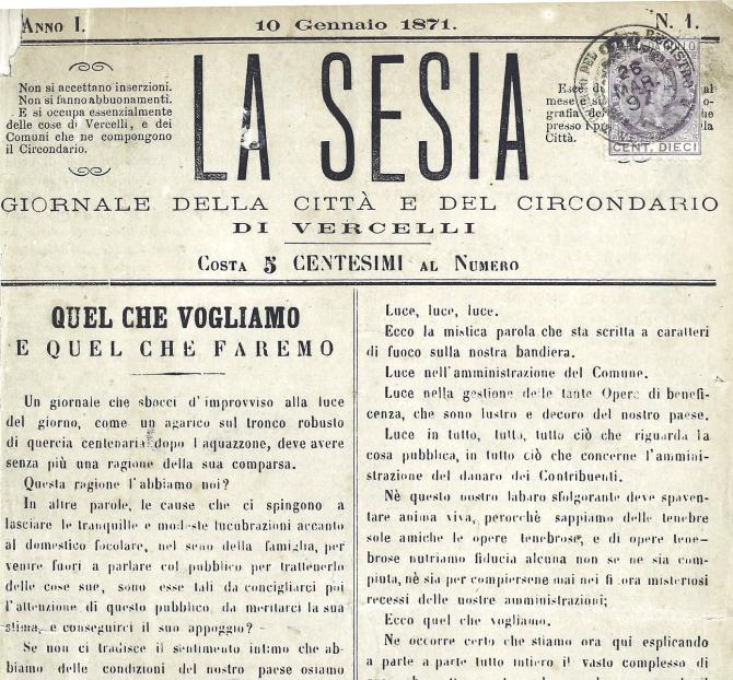 Prima pagina La Sesia