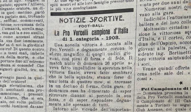 Il 1908 è l'anno del primo scudetto della Pro