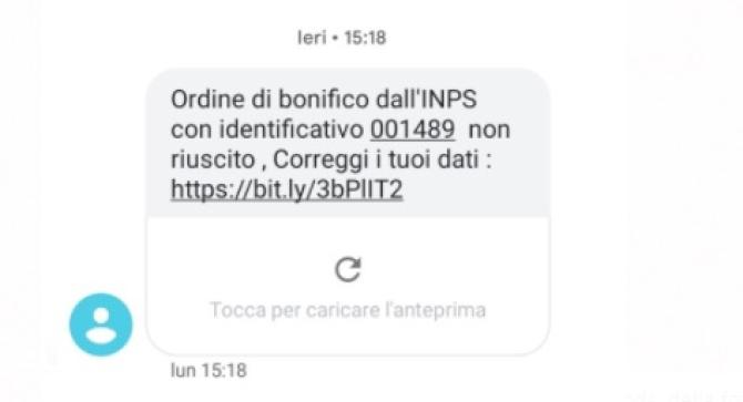Sms truffa Inps