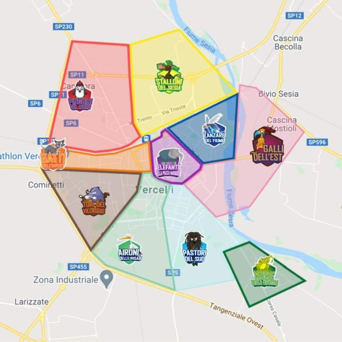 Mappa Palio Rioni Vercelli