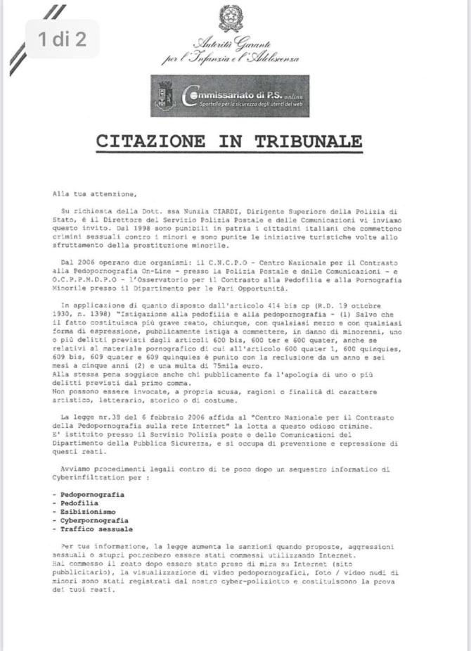 Truffa mail garante infanzia
