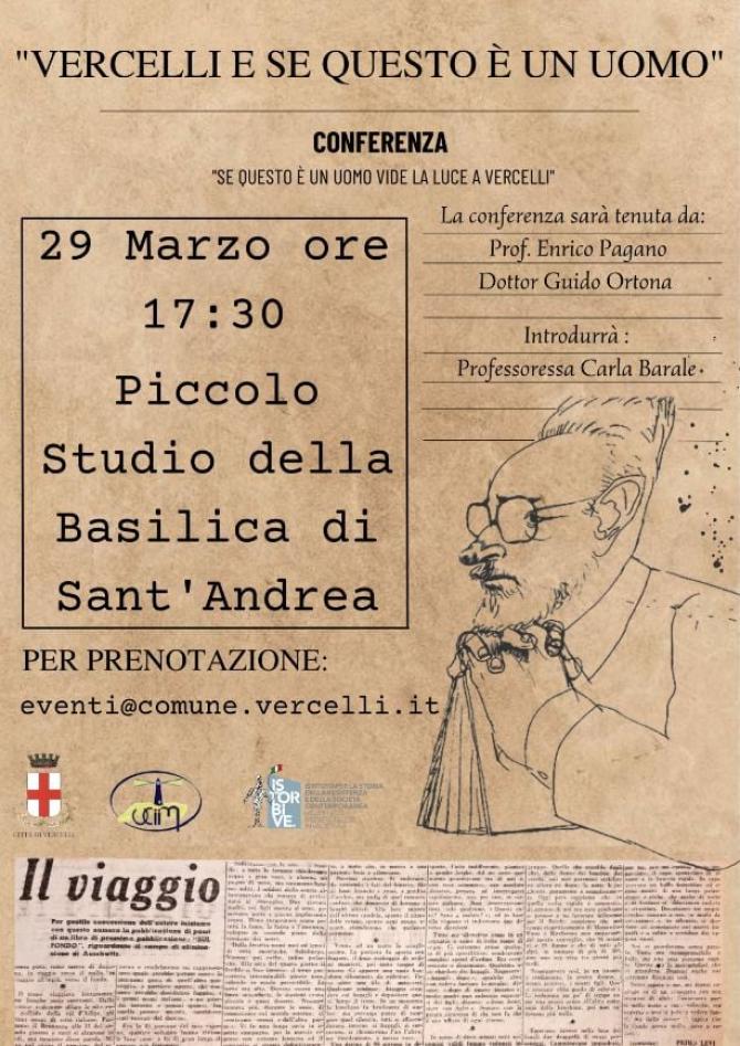 Locandina della conferenza "Vercelli e Se questo è un uomo"