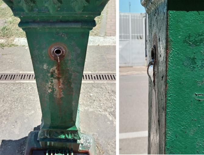 La fontanella all'angolo tra viale Volta e via Leonardo Da Vinci in zona Coop
