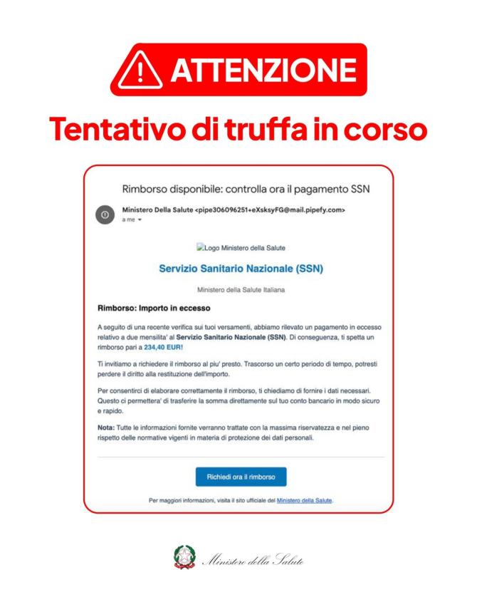 truffa ministero della salute