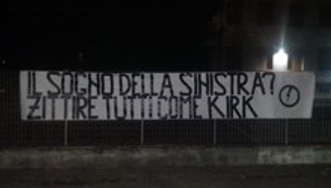 Nuovo striscione del Blocco Studentesco su Kirk