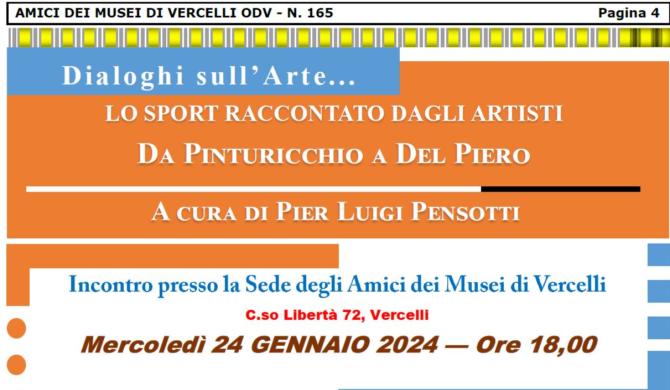 Vercelli: mercoledì 24 gennaio la conferenza sullo sport raccontato dagli artisti