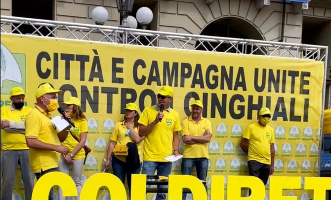 Protesta nazionale contro i cinghiali a Torino