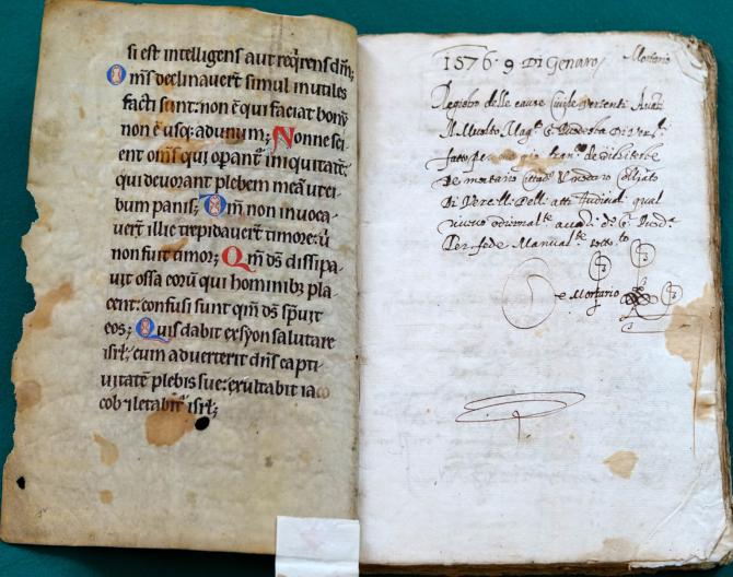pergamena e registro delle cause civiche Archivio di Stato di Vercelli